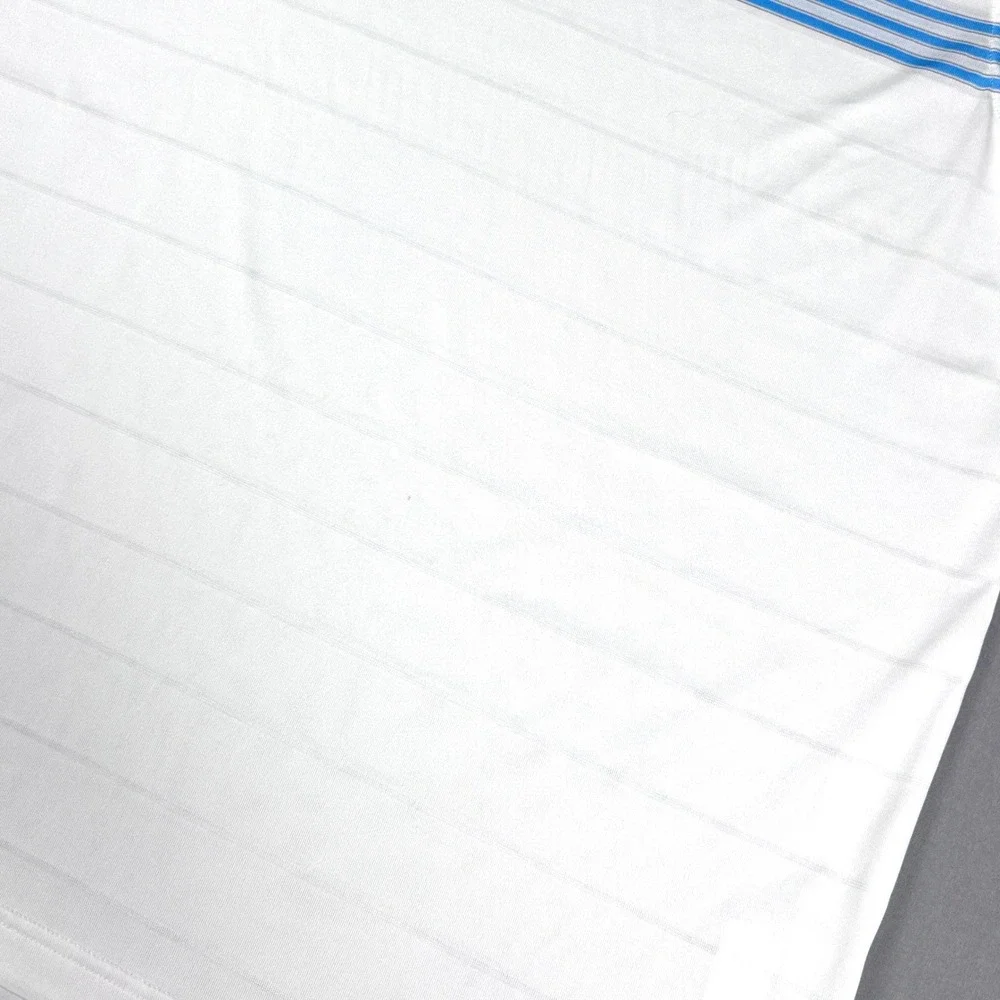 Adidas ClimaCool Golf Polo Shirt Mens Large Performance Tech White Blue‎ Stripe